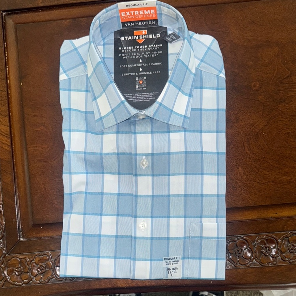 Van Heusen Blue Plaid Men's Shirt